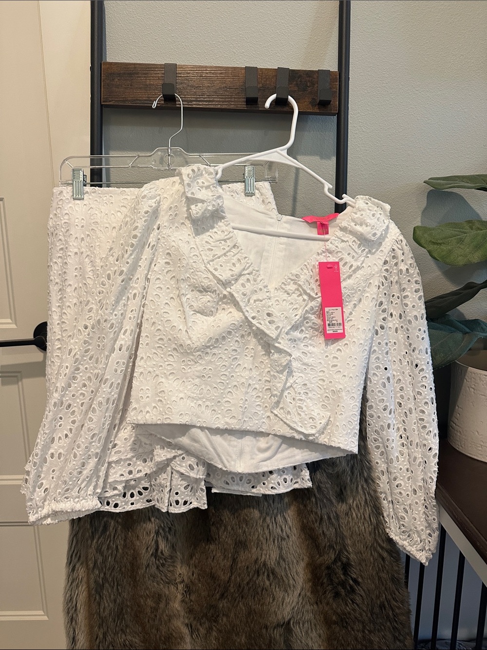 Lilly Pulitzer White Eyelet Ruffle Top and Skirt Set